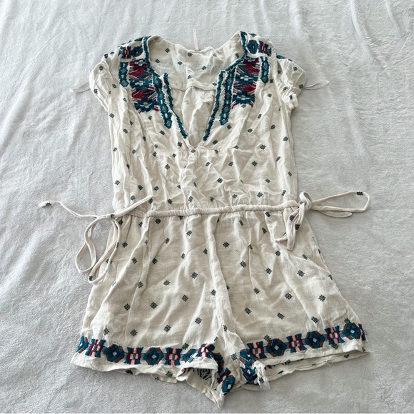 Free People Song For You Embroidered Romper in Tea - Picture 2 of 7